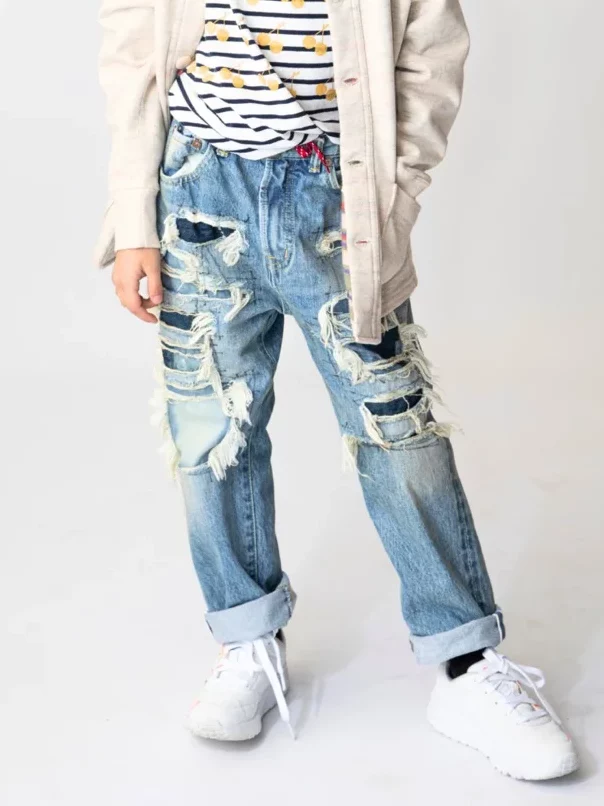 DD KIDS 12oz HOME MADE Denim Remake Easy Pants