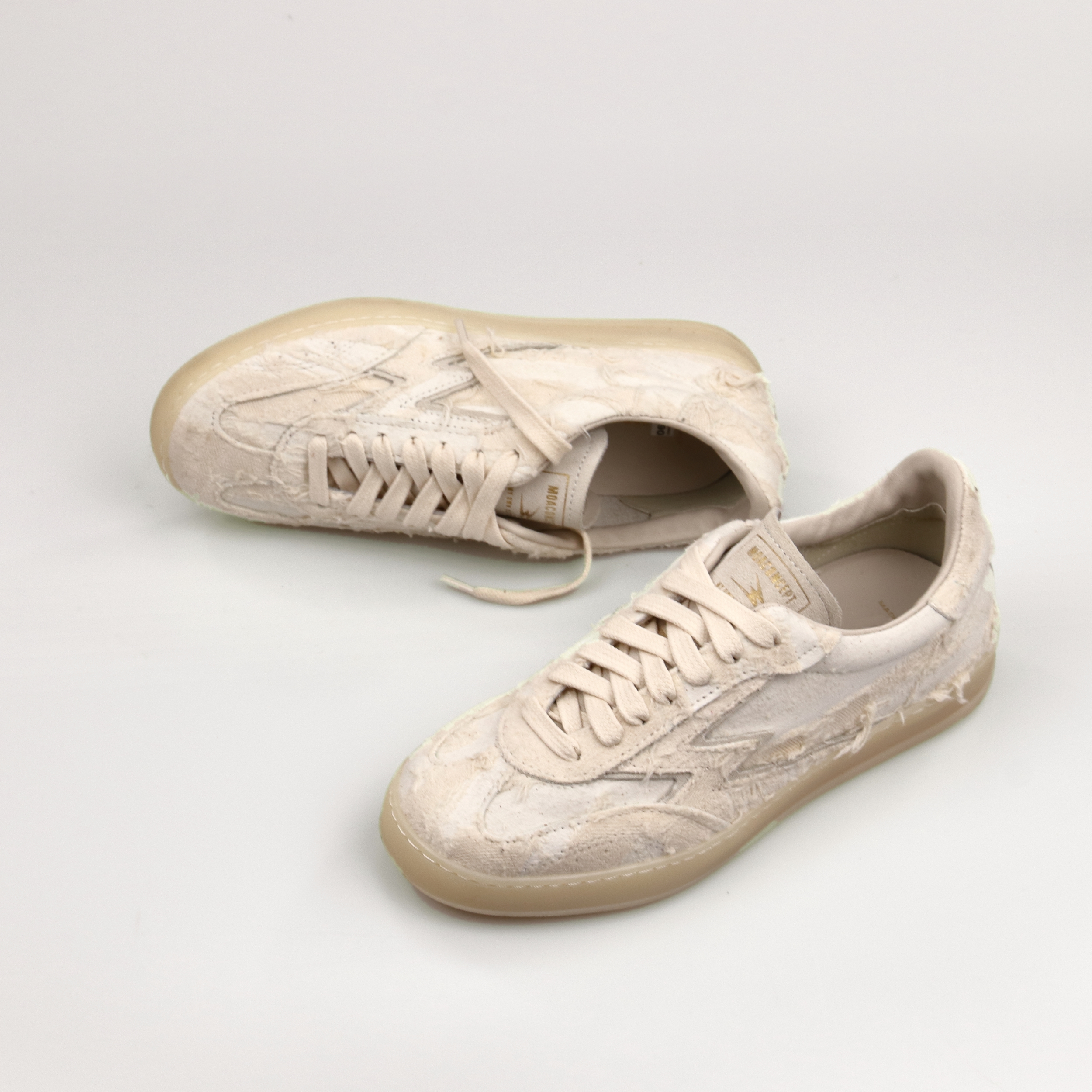 MOACONCEPT OFF WHITE DESTROYED SUEDE CLUB SNEAKERS