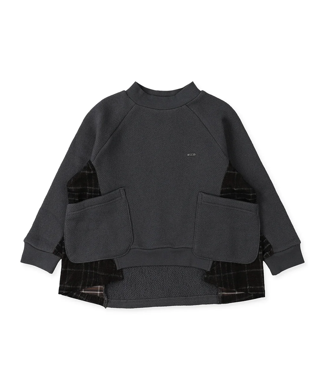 FITH KIDS Low Gauge Fleece × Plaid Switching Sweatshirt