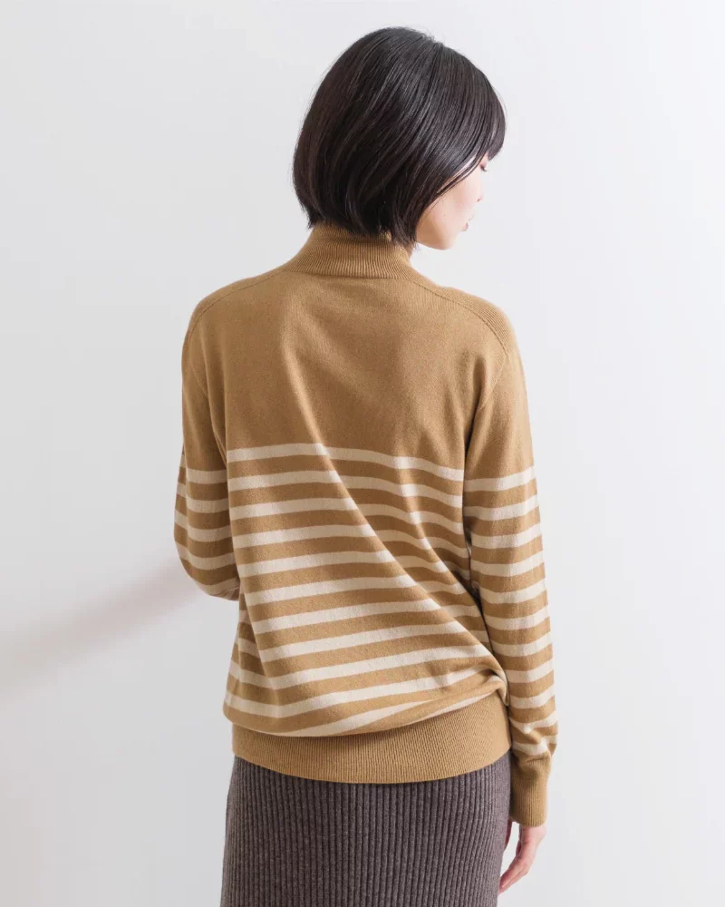 SPUMA55 Cashmere Silk Outseam Striped Pullover