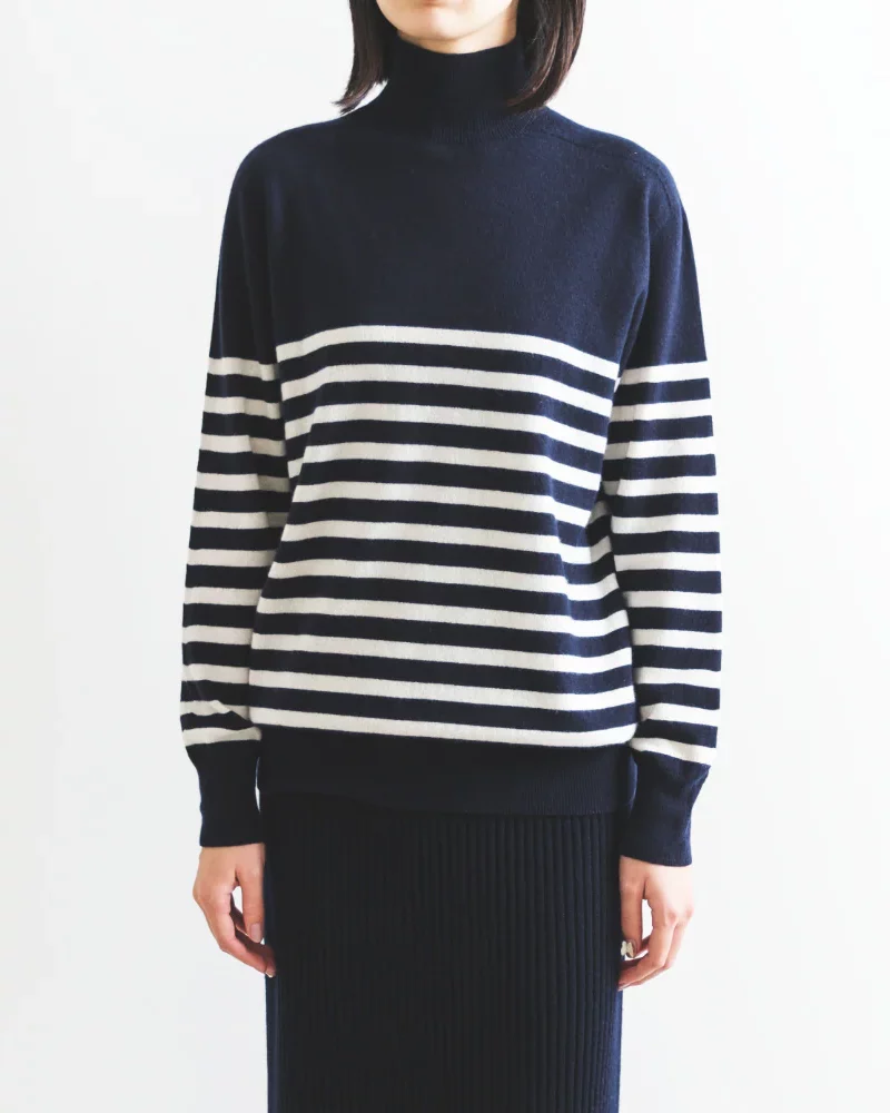 SPUMA55 Cashmere Silk Outseam Striped Pullover