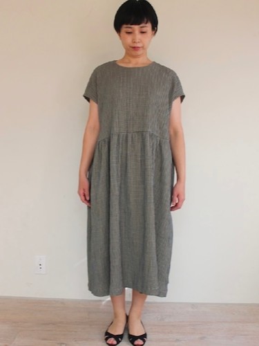 Shirring Check Dress