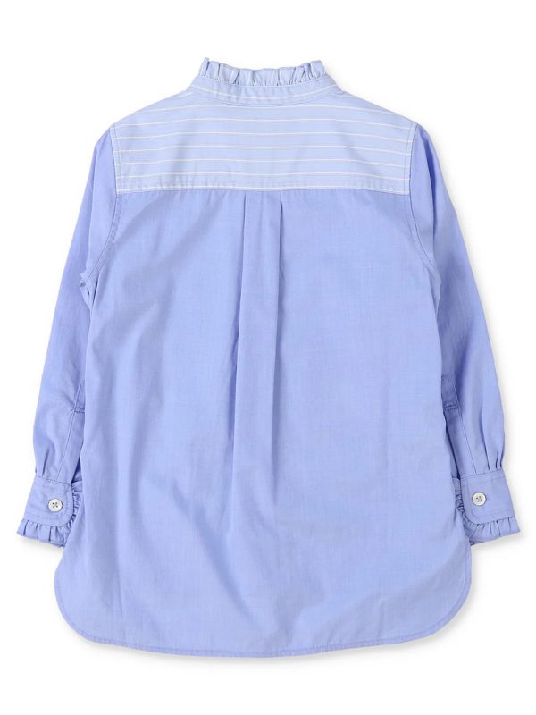Poplin Striped Ruffle Blouse - Image 3