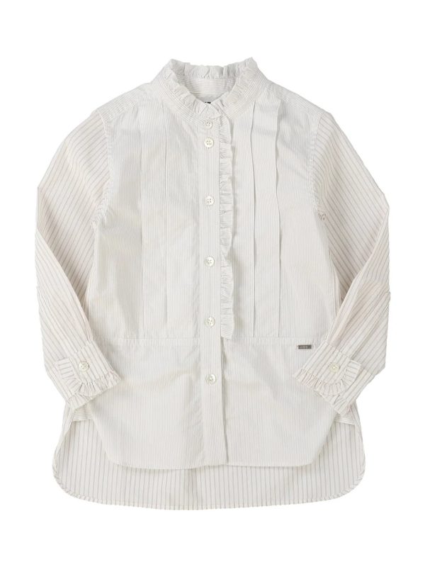 Poplin Striped Ruffle Blouse - Image 4