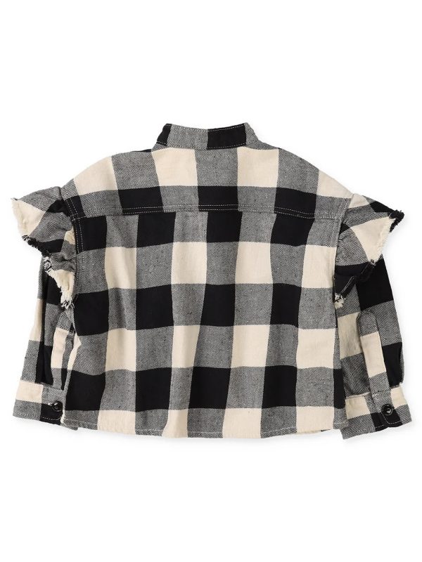 Twill Block Checkered Ruffled Shirt - Image 3