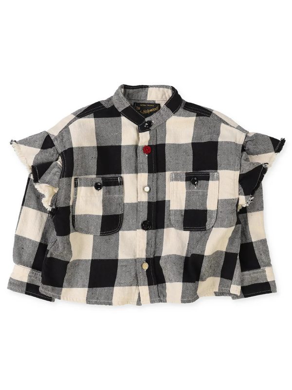 Twill Block Checkered Ruffled Shirt
