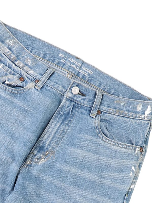 Shiny Denim Loose 5 Pocket Pants - Image 5