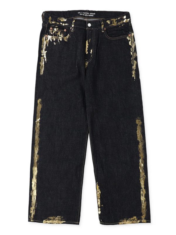 Shiny Denim Loose 5 Pocket Pants