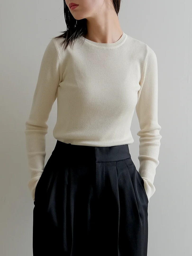 STH Cashmere and Silk Crew Neck Rib Pullover