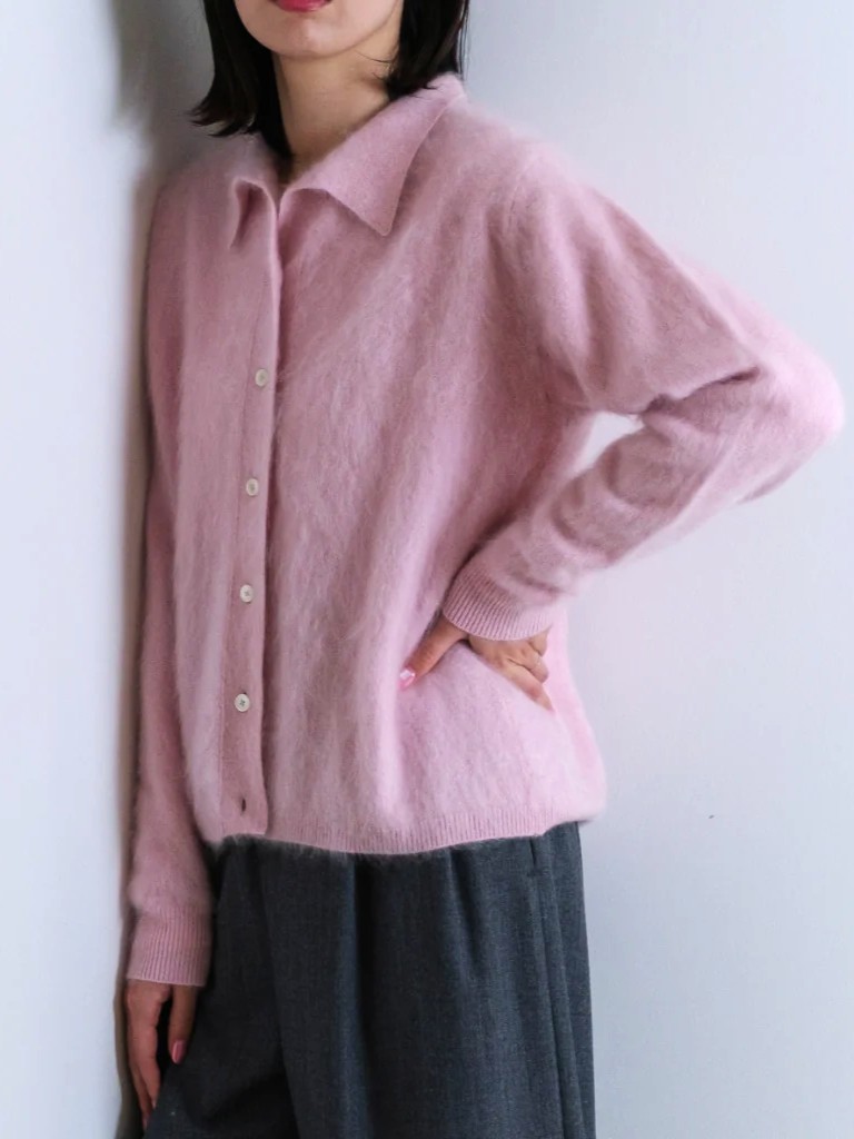 SAPNAA Fur Cashmere Polo Cardigan