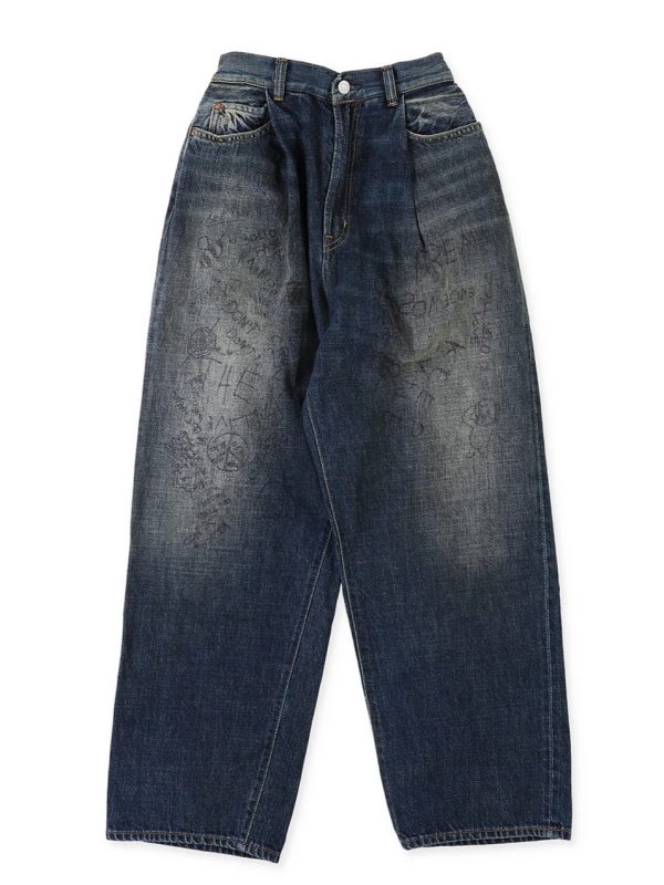 Airy Denim Scribble Easy Pants