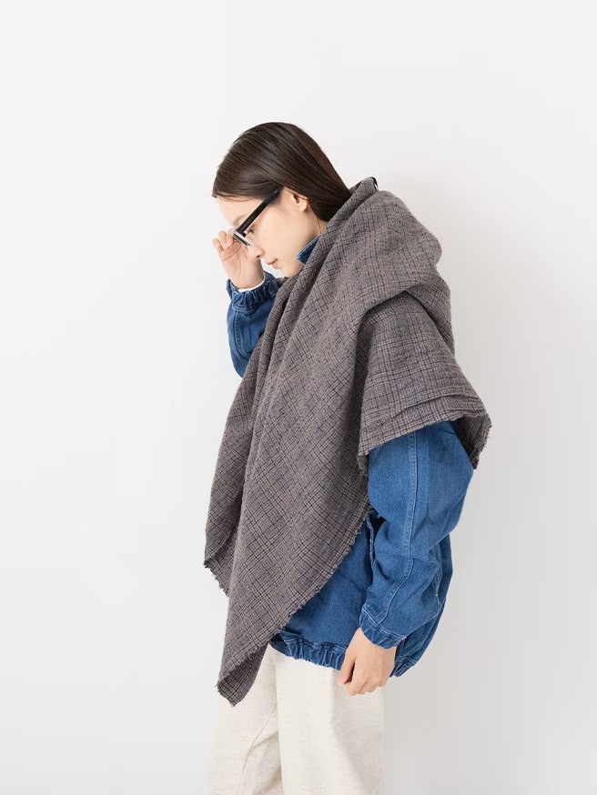Veritecoeur Cotton Wool Check Stole