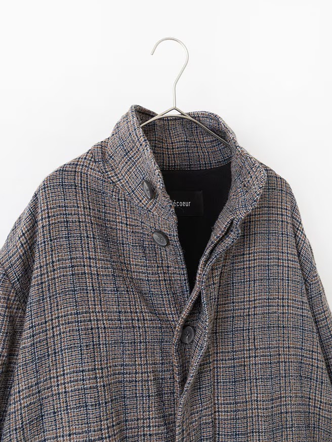 Veritecoeur Wool Cotton Check Coat