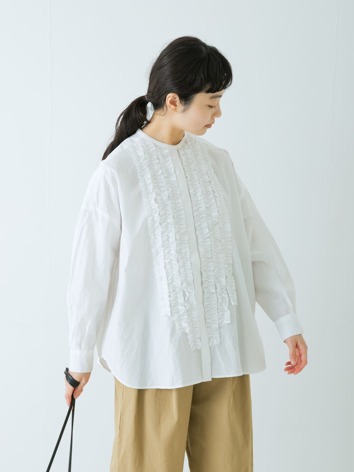 KAGURE Cotton Frill Wide Shirt