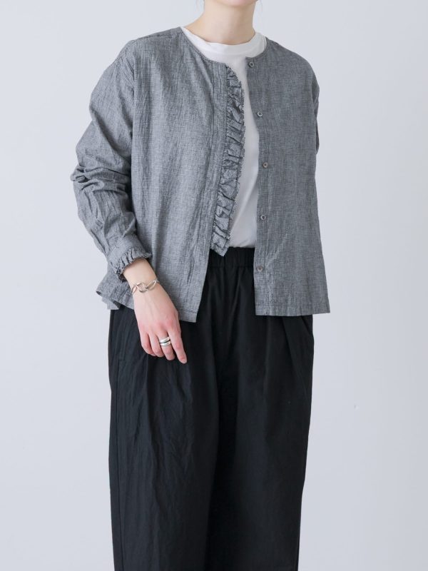 KAGURE Cotton Linen Frill Blouse