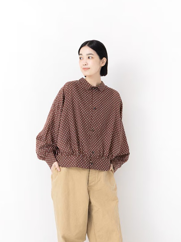 Veritecoeur Dot Gathered Blouse