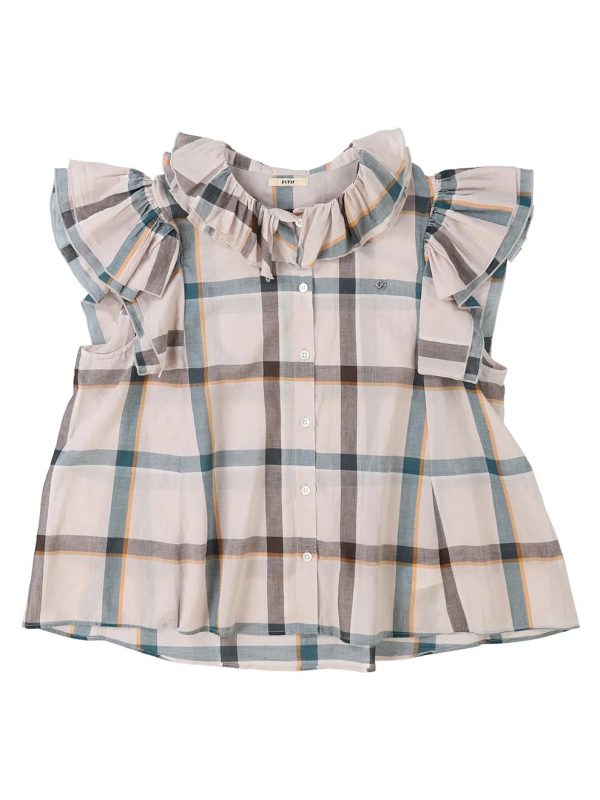 Cotton Linen Ruffled Blouse