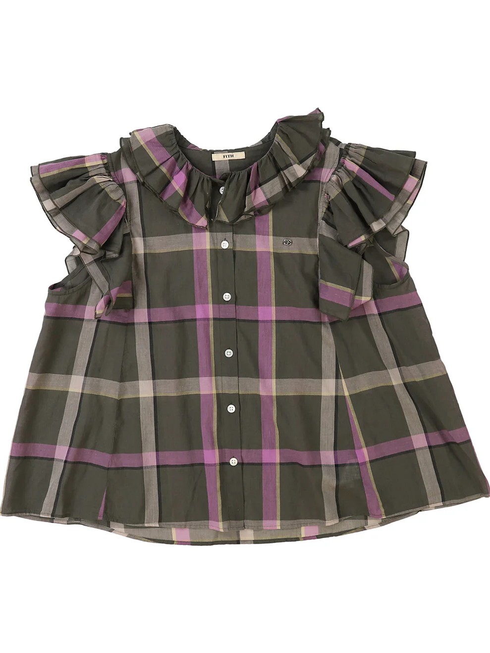 Cotton Linen Ruffled Blouse