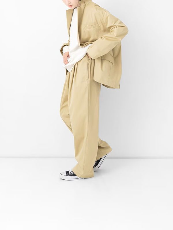 Veritecoeur Cotton Gabardine Two-Pleat Pants