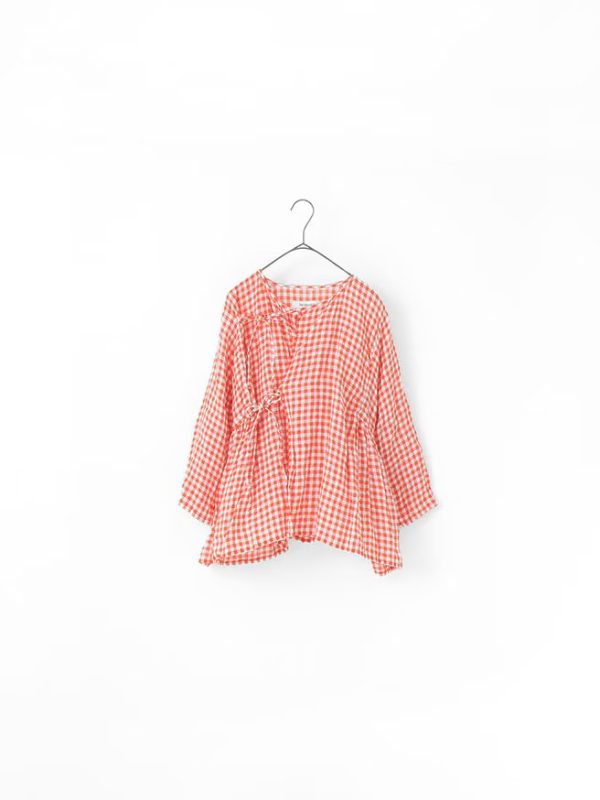 Veritecoeur Gingham Check Wrap Blouse