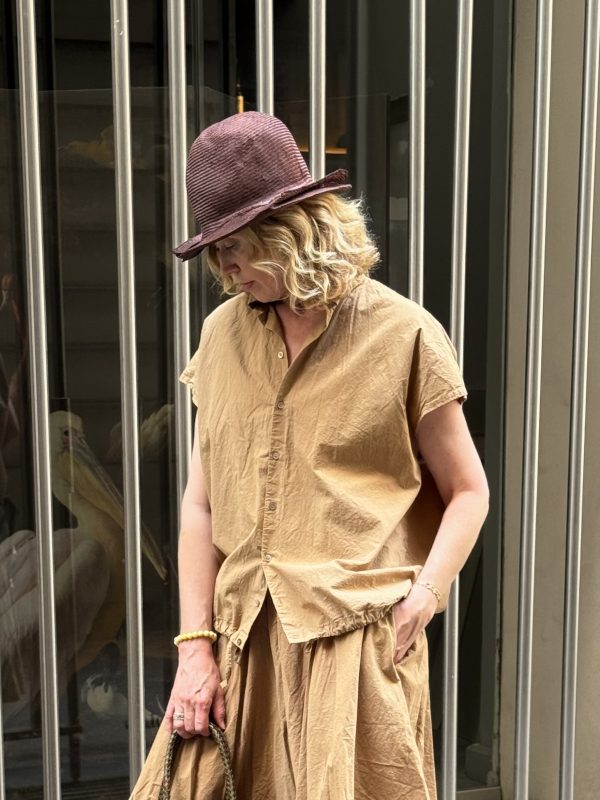 Veritecoeur Shrink French Sleeve Shirt - One Size, Brown
