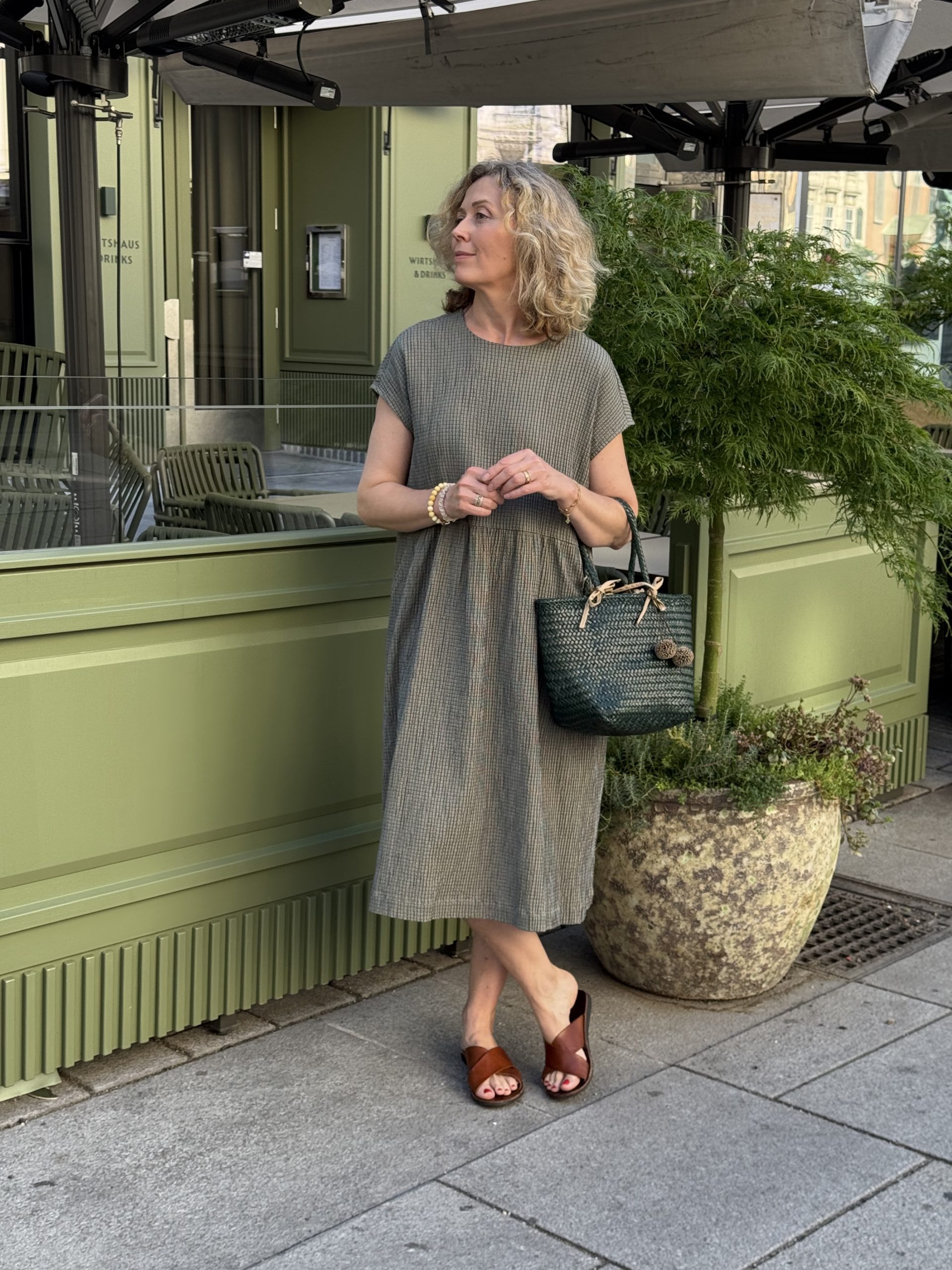 Shirring Check Dress