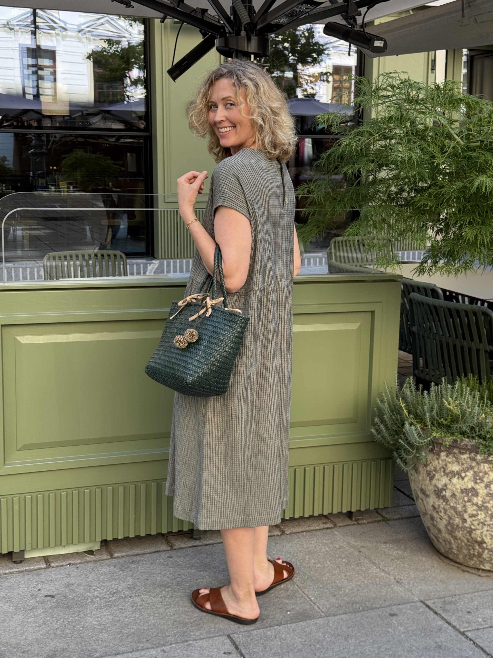Shirring Check Dress