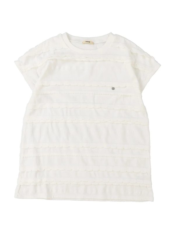 Scalloped Jacquard French-sleeve Tee