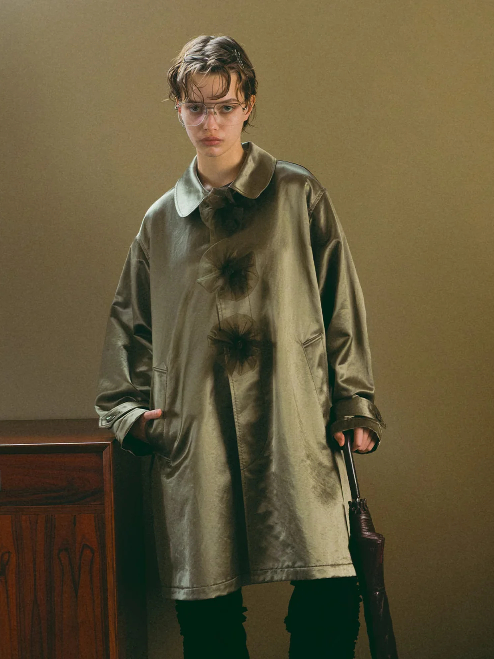 Flower Balmacaan Coat